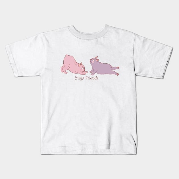 Yoga Friends- Dogs Kids T-Shirt by BGartmanStudio